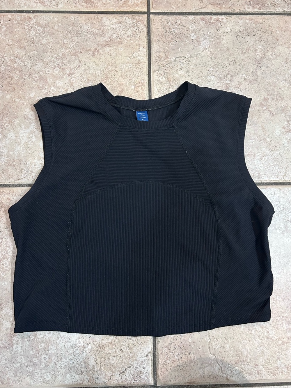Black Ribbed Sleeveless Cropped Too
